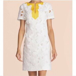 Trina Turk White Floral Lace 100% Cotton Shift Mini Dress Size 10